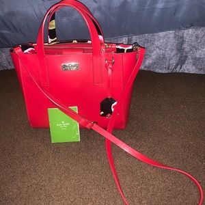 KATE SPADE CHERRY RED FLORAL HANDBAG